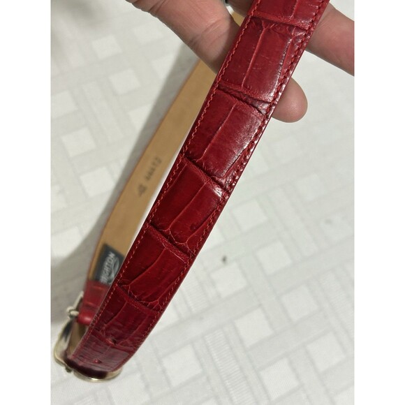 Vtg. BRIGHTON USA Bag & Wallet Co. Red Leather Women 34 Large Belt Silver Buckle main image 7